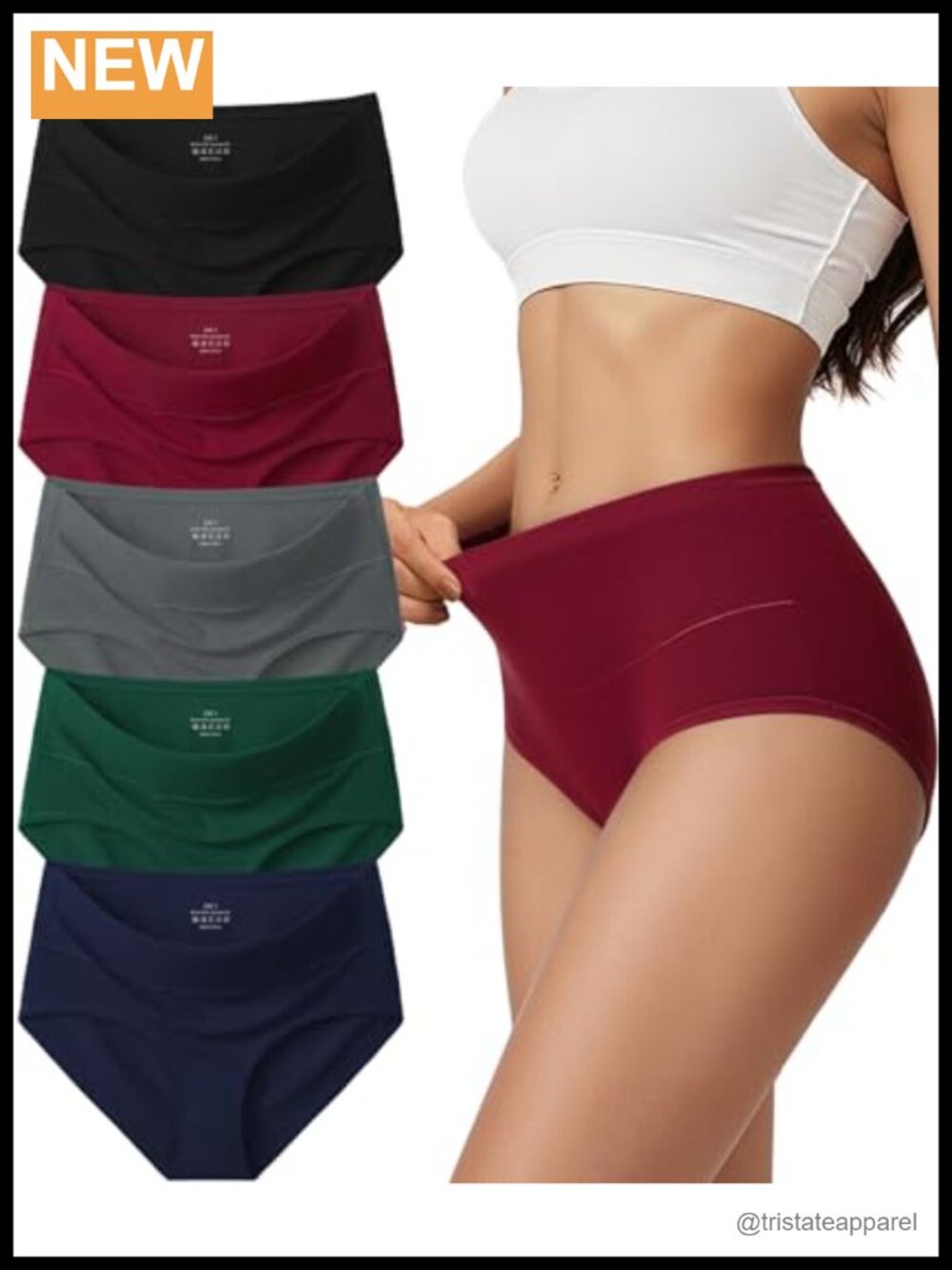 High Waisted Cotton Underwear Full Coverage Briefs 5 Pack